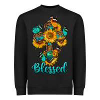 Black cross with butterfly blessed Heavyweight Sweatshirt - BundleAndBundleShop