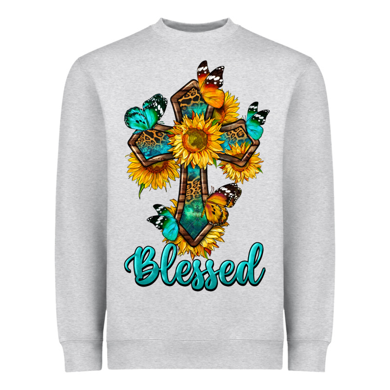 Cross With Butterfly Blessed Heavyweight Sweatshirt by BundleAndBundleShop | Teevron