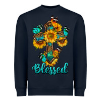 Navy cross with butterfly blessed Heavyweight Sweatshirt - BundleAndBundleShop