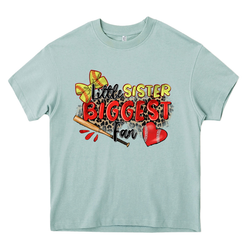 Little Sister Biggest Fan Softball Heavy Core Tee by Zillion Design Studio | Teevron