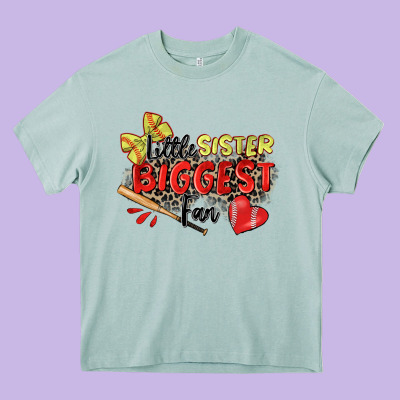 Little Sister Biggest Fan Softball Heavy Core Tee Designed By Zillion Design Studio