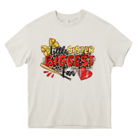 Cream little sister biggest fan softball Heavy Core Tee - Zillion Design Studio
