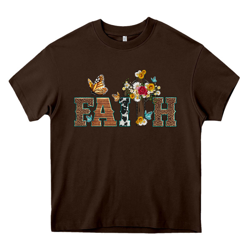 Faith Cross And Butterfly With Sunflower Leopard And Roses Heavy Core Tee by Artiststas | Teevron