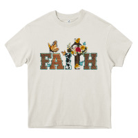 Cream faith cross and butterfly with sunflower leopard and roses Heavy Core Tee - Artiststas