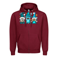 Burgundy winter afro gnomies Zipper Hoodie - NancyCooperArtShop