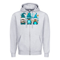 Heather Grey winter afro gnomies Zipper Hoodie - NancyCooperArtShop