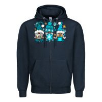 Navy winter afro gnomies Zipper Hoodie - NancyCooperArtShop