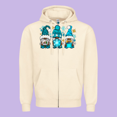 Winter Afro Gnomies Zipper Hoodie Designed By Nancycooperartshop