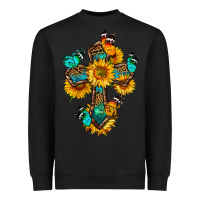 Black cross with butterfly Heavyweight Sweatshirt - BundleAndBundleShop