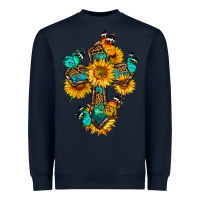 Navy cross with butterfly Heavyweight Sweatshirt - BundleAndBundleShop