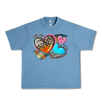 Pebble Blue western leopard  racing  hearts Urban Heavy Tee - AdoDesignShop