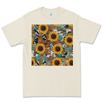 Bone western sunflowers turquoise cowhide seamless background Premium Tee - RanaPortraitStore