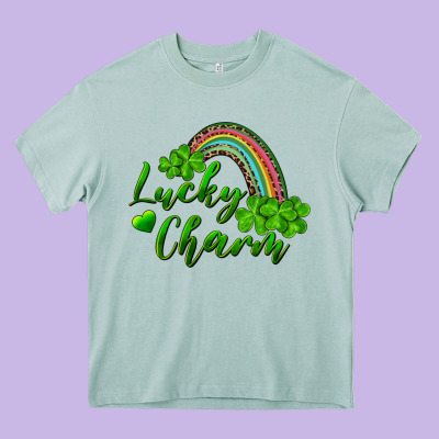 Heavy Core Tee Lucky charm rainbow and shamrocks