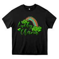 Black Lucky charm rainbow and shamrocks Heavy Core Tee - RanaPortraitStore