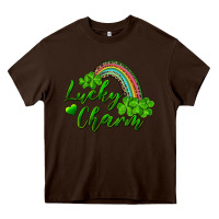 Chocolate Brown Lucky charm rainbow and shamrocks Heavy Core Tee - RanaPortraitStore