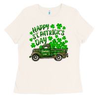 Bone happy st. patricks day shamrock farm truck Ladies Tee - RanaPortraitStore