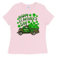 Bubblegum Pink happy st. patricks day shamrock farm truck Ladies Tee - RanaPortraitStore