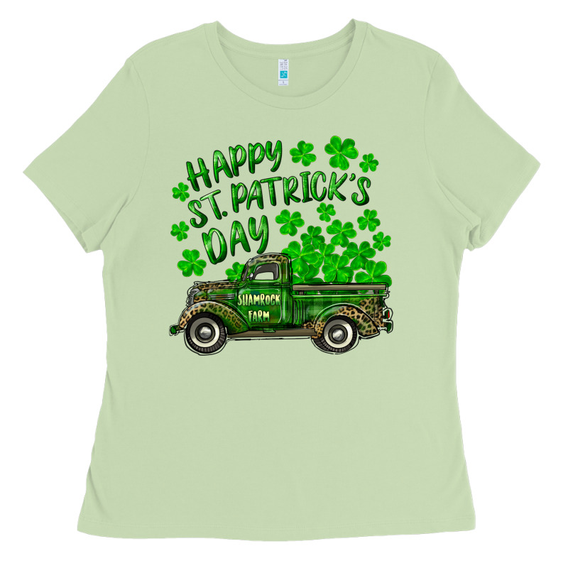 Happy St. Patricks Day Shamrock Farm Truck Ladies Tee by RanaPortraitStore | Teevron