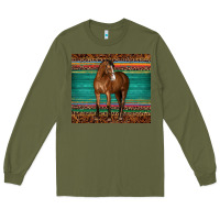 Army Green western horse serape  leather leopard Long Sleeve Tee - BarkalooDesign
