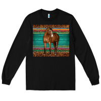 Black western horse serape  leather leopard Long Sleeve Tee - BarkalooDesign