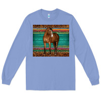 Colony Blue western horse serape  leather leopard Long Sleeve Tee - BarkalooDesign