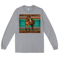 Heather Grey western horse serape  leather leopard Long Sleeve Tee - BarkalooDesign