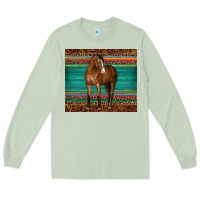 Matcha western horse serape  leather leopard Long Sleeve Tee - BarkalooDesign