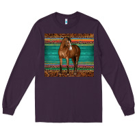 Plum western horse serape  leather leopard Long Sleeve Tee - BarkalooDesign
