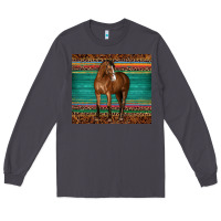 Smoke western horse serape  leather leopard Long Sleeve Tee - BarkalooDesign