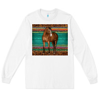 White western horse serape  leather leopard Long Sleeve Tee - BarkalooDesign