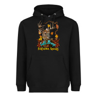 Black Fall Breeze And Autumn Leaves Deer Heavyweight Hoodie - LillyAllenDesigns