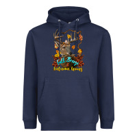 Navy Fall Breeze And Autumn Leaves Deer Heavyweight Hoodie - LillyAllenDesigns