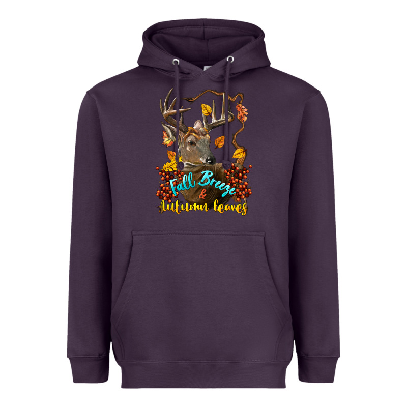 Fall Breeze And Autumn Leaves Deer Heavyweight Hoodie by LillyAllenDesigns | Teevron