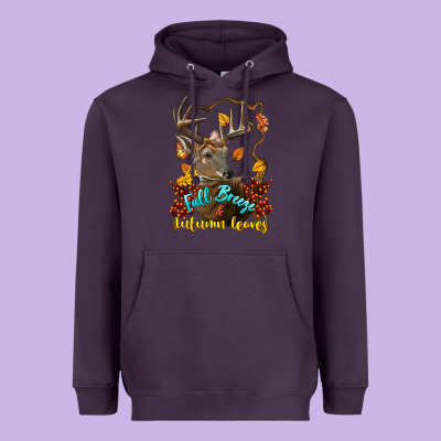 Fall Breeze And Autumn Leaves Deer Heavyweight Hoodie Designed By Lillyallendesigns