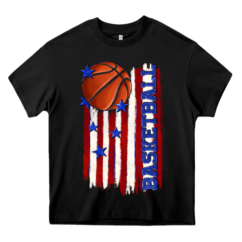 Basketball American Flag Heavy Core Tee by texasbilliewilder | Teevron