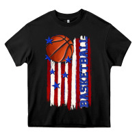 Black basketball american flag Heavy Core Tee - texasbilliewilder
