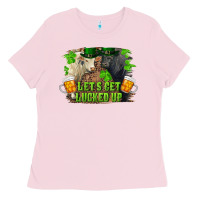 Bubblegum Pink lets get lucked up charolais and black angus bull Ladies Tee - RanaPortraitStore