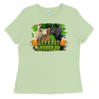 Lets Get Lucked Up Charolais And Black Angus Bull Ladies Tee | Teevron