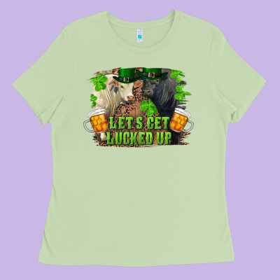 Ladies Tee lets get lucked up charolais and black angus bull
