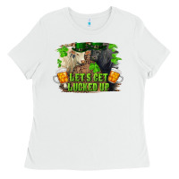 White lets get lucked up charolais and black angus bull Ladies Tee - RanaPortraitStore