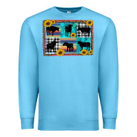 Ocean Blue cow sunflower leopard Premium Sweatshirt - Artiststas