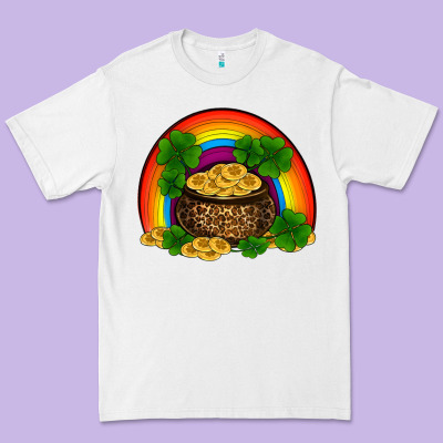 St Patricks Shamrock Gold Leopard Rainbow Premium Tee Designed By Ranaportraitstore