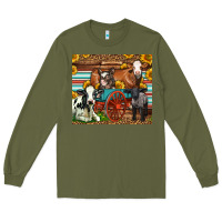 Army Green Farm Animals On An Old Wagon Long Sleeve Tee - LillyAllenDesigns