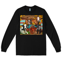 Black Farm Animals On An Old Wagon Long Sleeve Tee - LillyAllenDesigns
