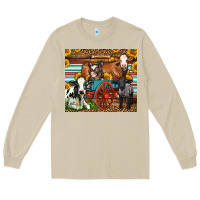 Mushroom Farm Animals On An Old Wagon Long Sleeve Tee - LillyAllenDesigns