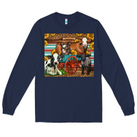 Navy Farm Animals On An Old Wagon Long Sleeve Tee - LillyAllenDesigns