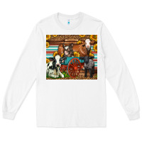 White Farm Animals On An Old Wagon Long Sleeve Tee - LillyAllenDesigns