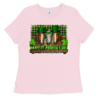 Bubblegum Pink happy st. patricks day horses with leprechaun Ladies Tee - RanaPortraitStore