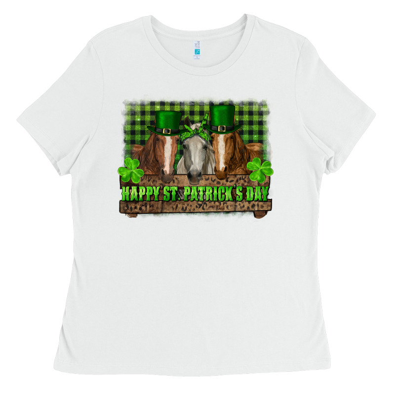 Happy St. Patricks Day Horses With Leprechaun Ladies Tee by RanaPortraitStore | Teevron