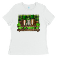 White happy st. patricks day horses with leprechaun Ladies Tee - RanaPortraitStore